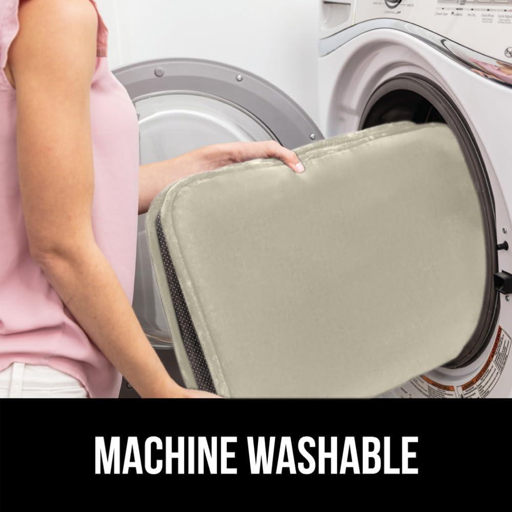 imageGORILLA GRIP Thick Memory Foam Bathroom Toilet Lid Seat Cover Soft Velvet Topside Machine Wash Plush Cushioned Covers Fits Most Size Lids Decorative Bath Room Accessories 195x185 GreyChampagne