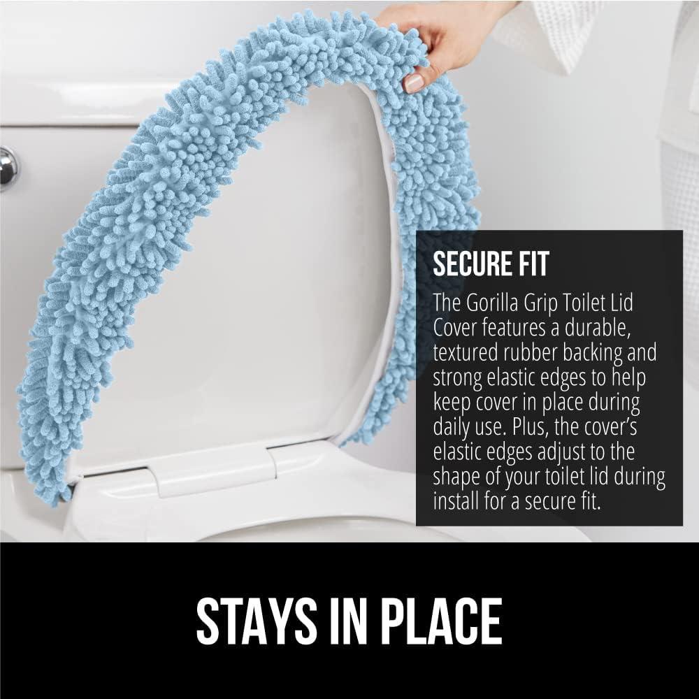 imageGORILLA GRIP Thick Memory Foam Bathroom Toilet Lid Seat Cover Soft Velvet Topside Machine Wash Plush Cushioned Covers Fits Most Size Lids Decorative Bath Room Accessories 195x185 GreyLight Blue