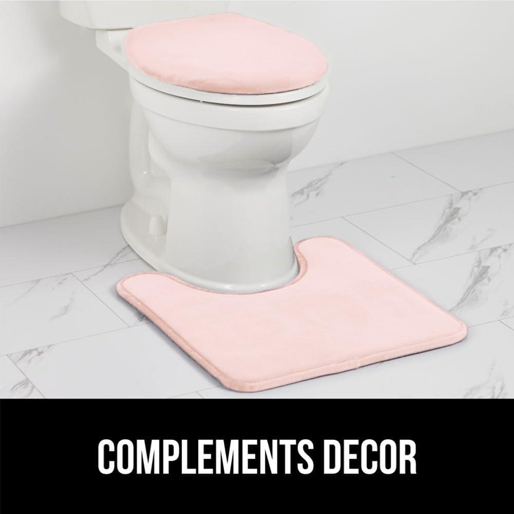 imageGORILLA GRIP Thick Memory Foam Bathroom Toilet Lid Seat Cover Soft Velvet Topside Machine Wash Plush Cushioned Covers Fits Most Size Lids Decorative Bath Room Accessories 195x185 GreyLight Pink