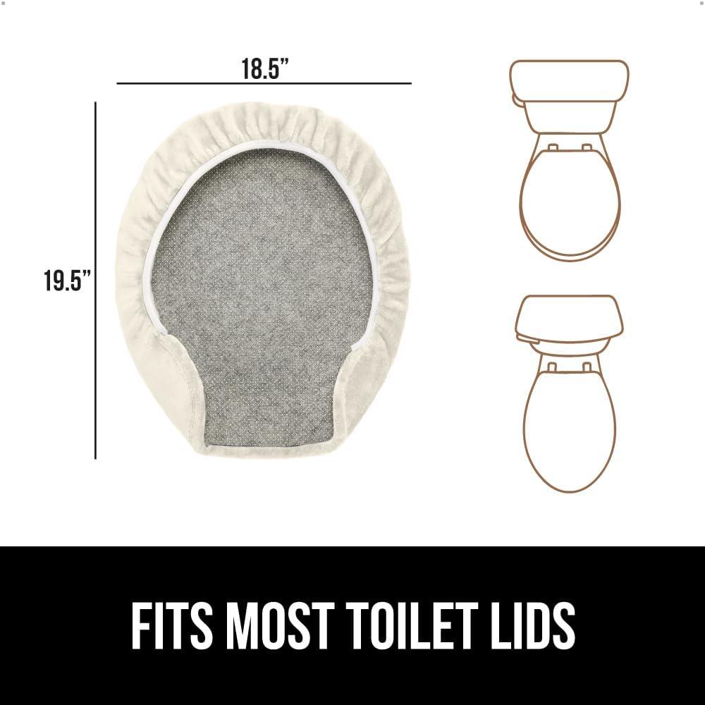 imageGORILLA GRIP Thick Memory Foam Bathroom Toilet Lid Seat Cover Soft Velvet Topside Machine Wash Plush Cushioned Covers Fits Most Size Lids Decorative Bath Room Accessories 195x185 GreyChampagne