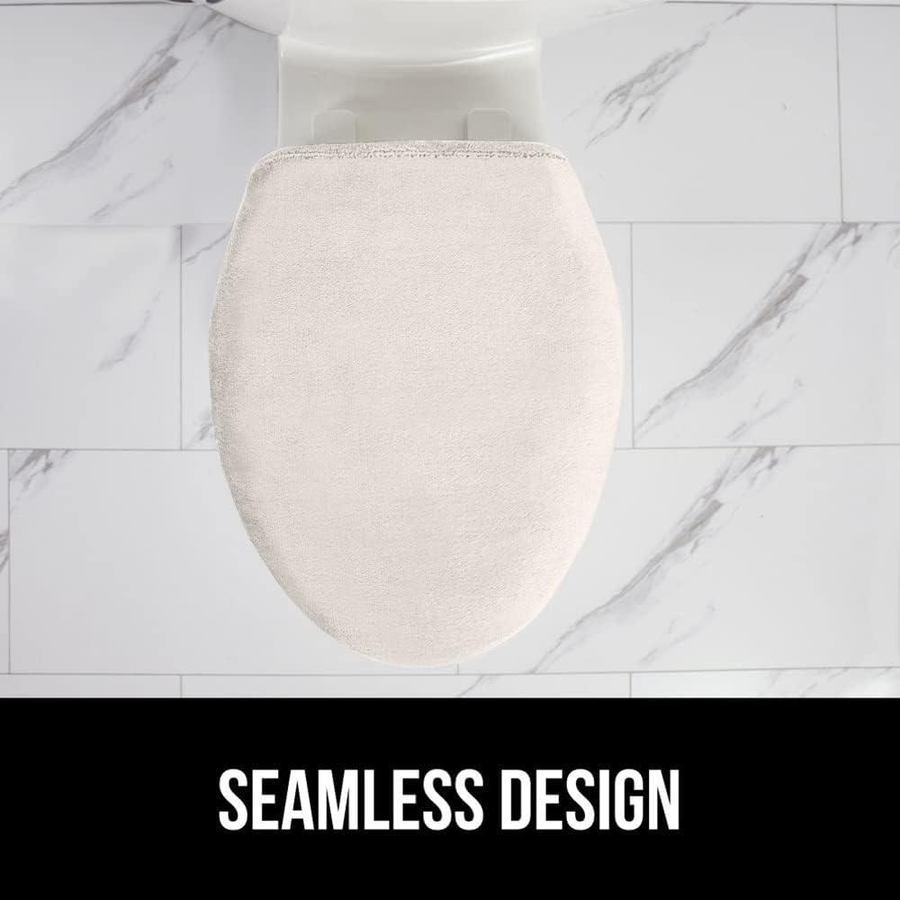 imageGORILLA GRIP Thick Memory Foam Bathroom Toilet Lid Seat Cover Soft Velvet Topside Machine Wash Plush Cushioned Covers Fits Most Size Lids Decorative Bath Room Accessories 195x185 GreyIvory