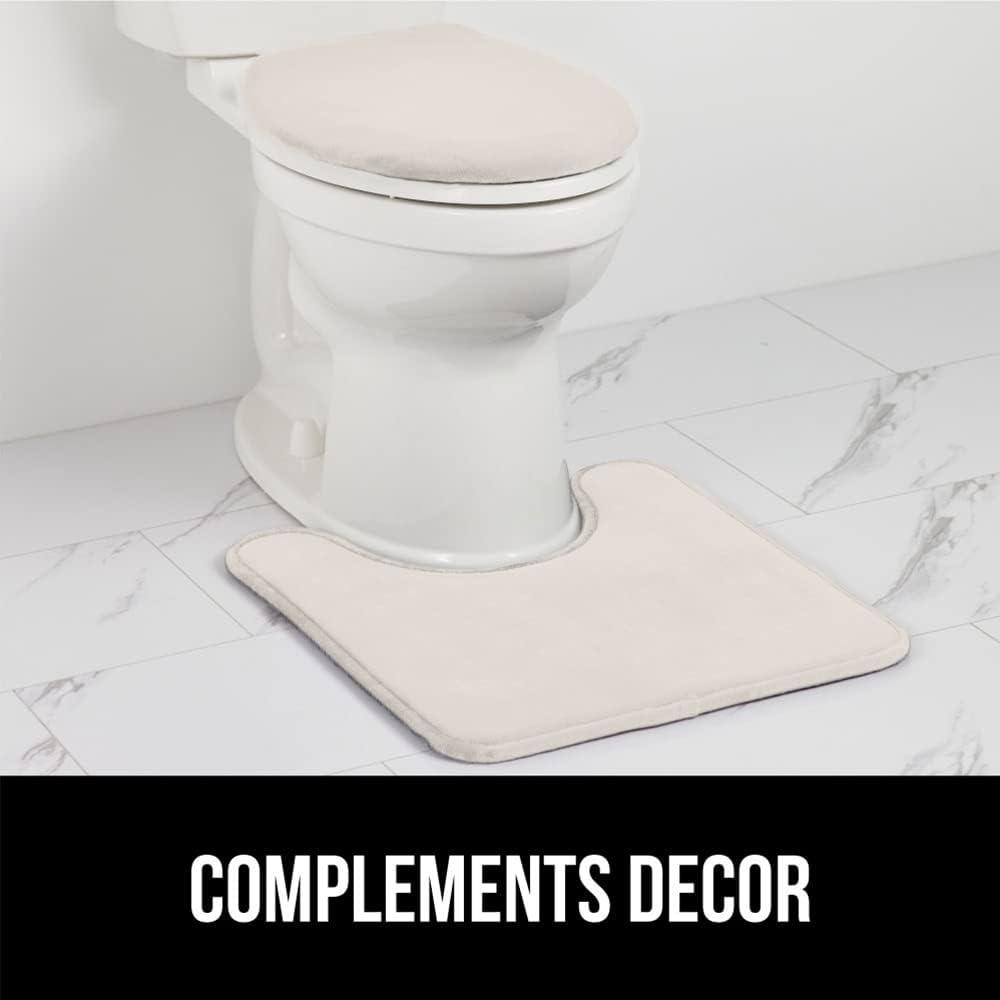 imageGORILLA GRIP Thick Memory Foam Bathroom Toilet Lid Seat Cover Soft Velvet Topside Machine Wash Plush Cushioned Covers Fits Most Size Lids Decorative Bath Room Accessories 195x185 GreyIvory