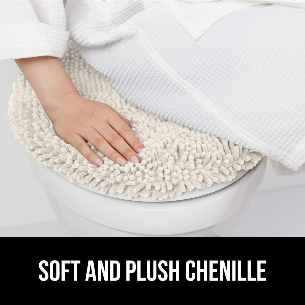 imageGORILLA GRIP Thick Memory Foam Bathroom Toilet Lid Seat Cover Soft Velvet Topside Machine Wash Plush Cushioned Covers Fits Most Size Lids Decorative Bath Room Accessories 195x185 GreyIvory