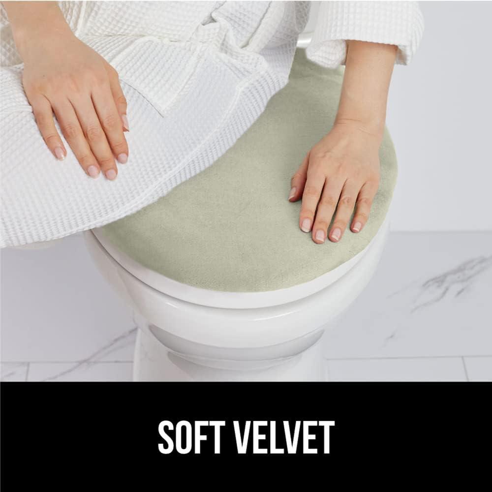 imageGORILLA GRIP Thick Memory Foam Bathroom Toilet Lid Seat Cover Soft Velvet Topside Machine Wash Plush Cushioned Covers Fits Most Size Lids Decorative Bath Room Accessories 195x185 GreySage