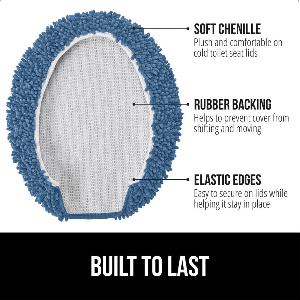 imageGORILLA GRIP Thick Memory Foam Bathroom Toilet Lid Seat Cover Soft Velvet Topside Machine Wash Plush Cushioned Covers Fits Most Size Lids Decorative Bath Room Accessories 195x185 GreyBlue