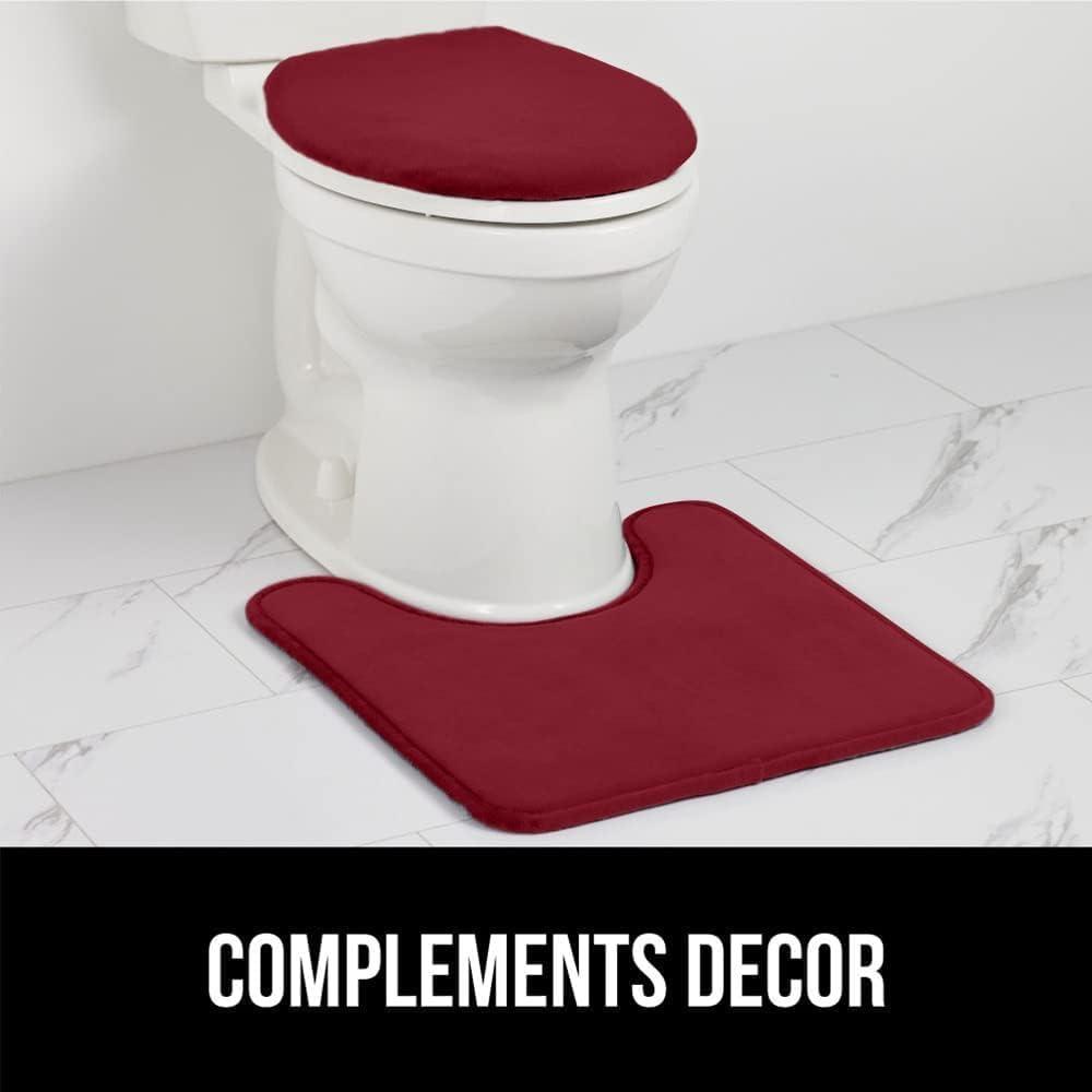 imageGORILLA GRIP Thick Memory Foam Bathroom Toilet Lid Seat Cover Soft Velvet Topside Machine Wash Plush Cushioned Covers Fits Most Size Lids Decorative Bath Room Accessories 195x185 GreyBurgundy