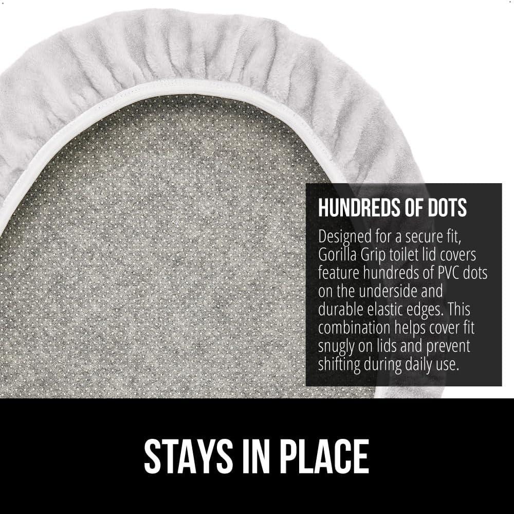 imageGORILLA GRIP Thick Memory Foam Bathroom Toilet Lid Seat Cover Soft Velvet Topside Machine Wash Plush Cushioned Covers Fits Most Size Lids Decorative Bath Room Accessories 195x185 GreyLight Gray