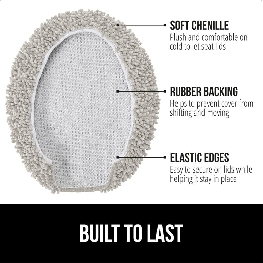 imageGORILLA GRIP Thick Memory Foam Bathroom Toilet Lid Seat Cover Soft Velvet Topside Machine Wash Plush Cushioned Covers Fits Most Size Lids Decorative Bath Room Accessories 195x185 GreyLight Gray