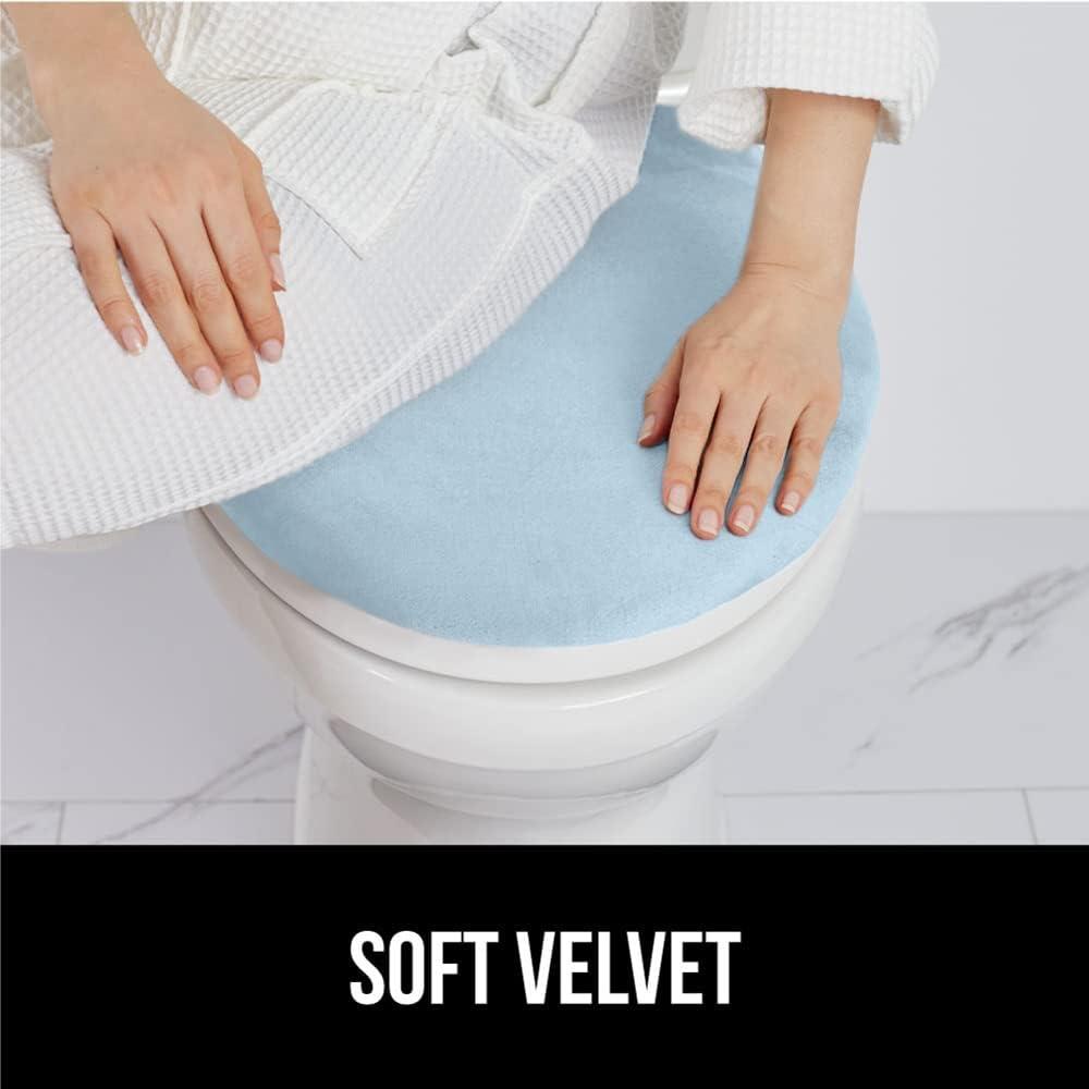 imageGORILLA GRIP Thick Memory Foam Bathroom Toilet Lid Seat Cover Soft Velvet Topside Machine Wash Plush Cushioned Covers Fits Most Size Lids Decorative Bath Room Accessories 195x185 GreyLight Blue