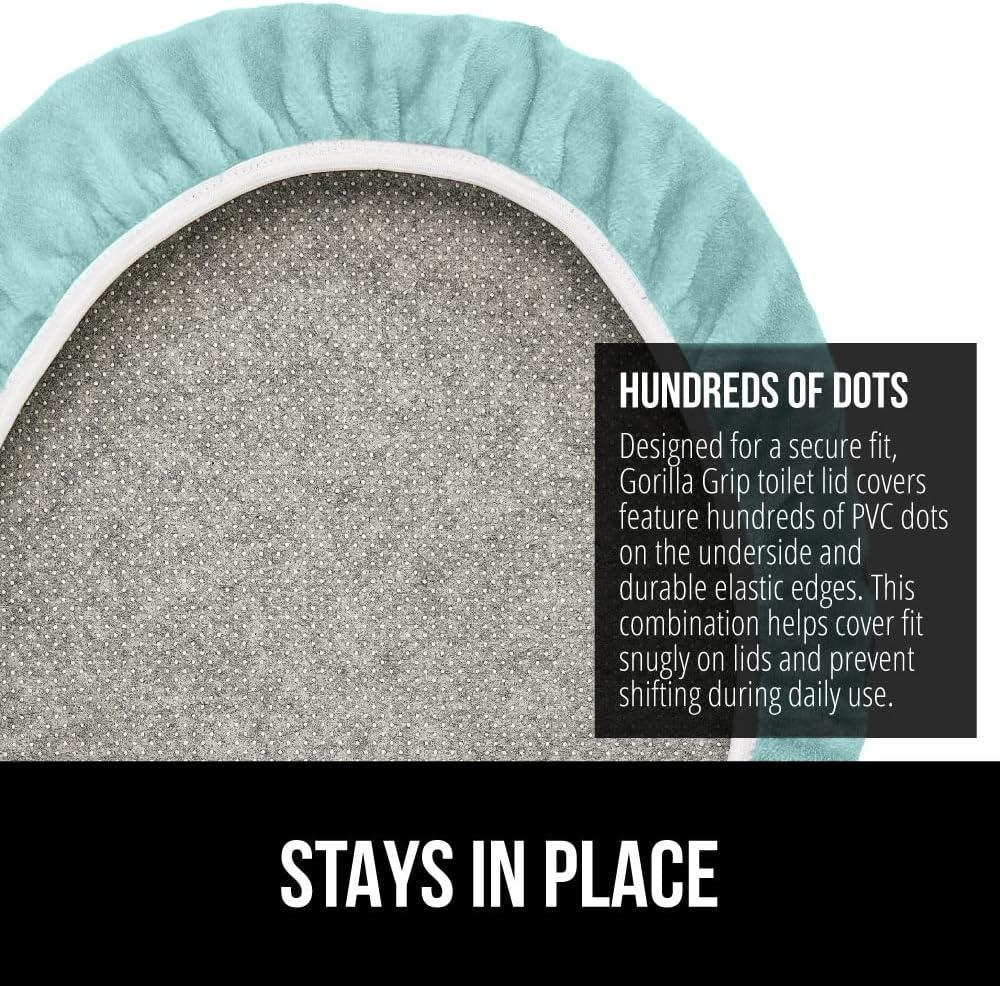 imageGORILLA GRIP Thick Memory Foam Bathroom Toilet Lid Seat Cover Soft Velvet Topside Machine Wash Plush Cushioned Covers Fits Most Size Lids Decorative Bath Room Accessories 195x185 GreySea Blue