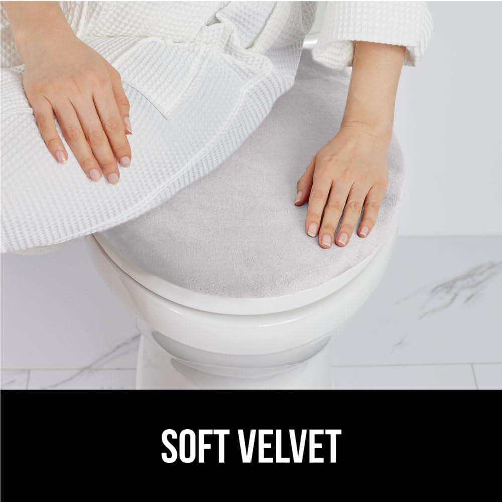 imageGORILLA GRIP Thick Memory Foam Bathroom Toilet Lid Seat Cover Soft Velvet Topside Machine Wash Plush Cushioned Covers Fits Most Size Lids Decorative Bath Room Accessories 195x185 GreyLight Gray