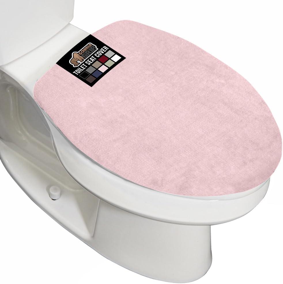 imageGORILLA GRIP Thick Memory Foam Bathroom Toilet Lid Seat Cover Soft Velvet Topside Machine Wash Plush Cushioned Covers Fits Most Size Lids Decorative Bath Room Accessories 195x185 GreyLight Pink