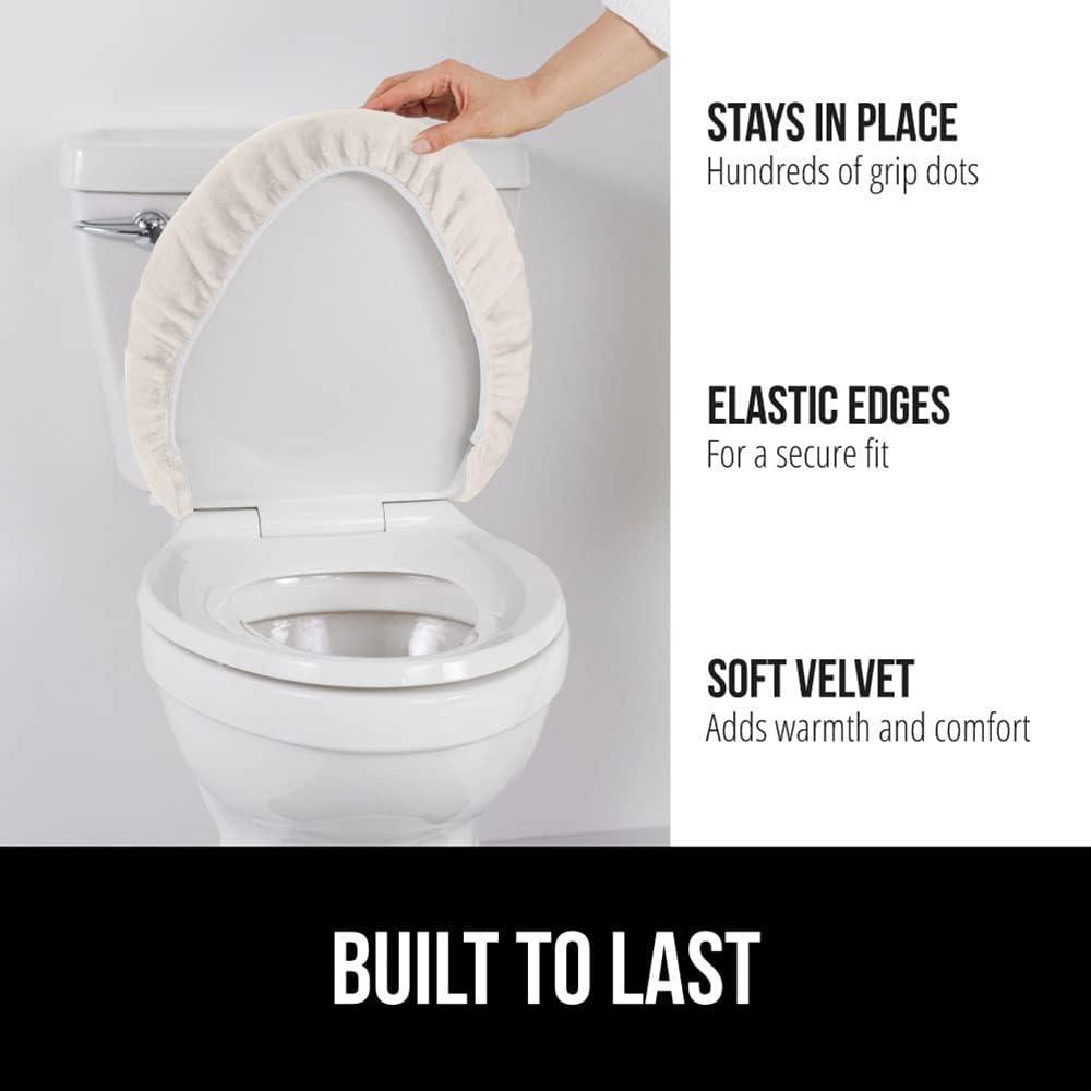 imageGORILLA GRIP Thick Memory Foam Bathroom Toilet Lid Seat Cover Soft Velvet Topside Machine Wash Plush Cushioned Covers Fits Most Size Lids Decorative Bath Room Accessories 195x185 GreyIvory
