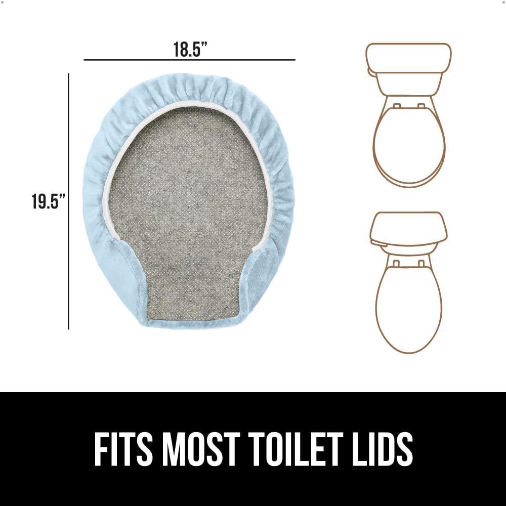 imageGORILLA GRIP Thick Memory Foam Bathroom Toilet Lid Seat Cover Soft Velvet Topside Machine Wash Plush Cushioned Covers Fits Most Size Lids Decorative Bath Room Accessories 195x185 GreyLight Blue