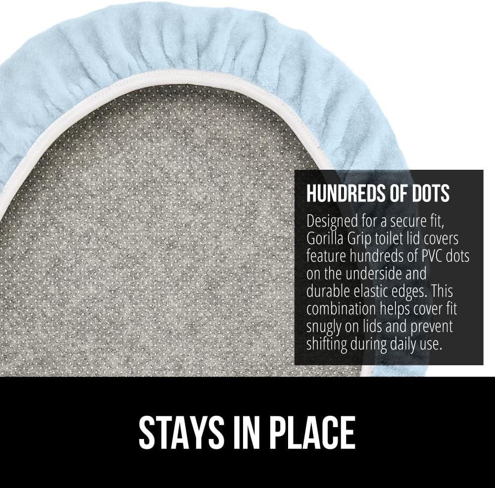imageGORILLA GRIP Thick Memory Foam Bathroom Toilet Lid Seat Cover Soft Velvet Topside Machine Wash Plush Cushioned Covers Fits Most Size Lids Decorative Bath Room Accessories 195x185 GreyLight Blue