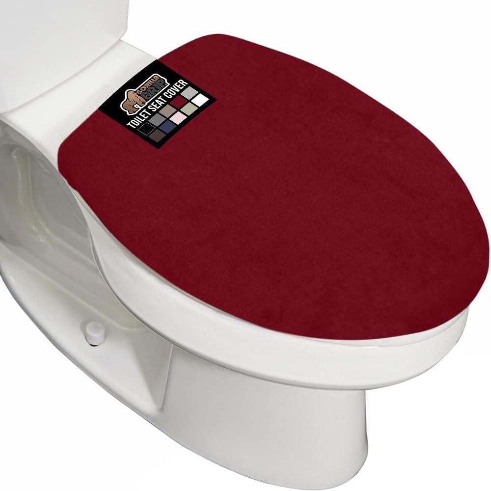 imageGORILLA GRIP Thick Memory Foam Bathroom Toilet Lid Seat Cover Soft Velvet Topside Machine Wash Plush Cushioned Covers Fits Most Size Lids Decorative Bath Room Accessories 195x185 GreyBurgundy