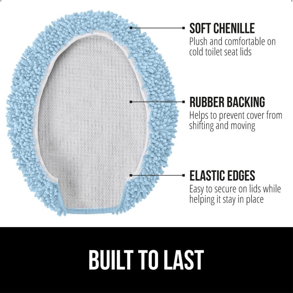 imageGORILLA GRIP Thick Memory Foam Bathroom Toilet Lid Seat Cover Soft Velvet Topside Machine Wash Plush Cushioned Covers Fits Most Size Lids Decorative Bath Room Accessories 195x185 GreyLight Blue