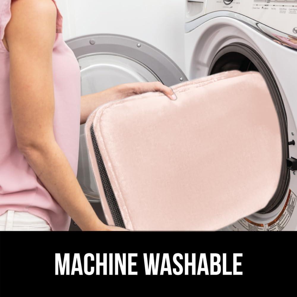 imageGORILLA GRIP Thick Memory Foam Bathroom Toilet Lid Seat Cover Soft Velvet Topside Machine Wash Plush Cushioned Covers Fits Most Size Lids Decorative Bath Room Accessories 195x185 GreyLight Pink