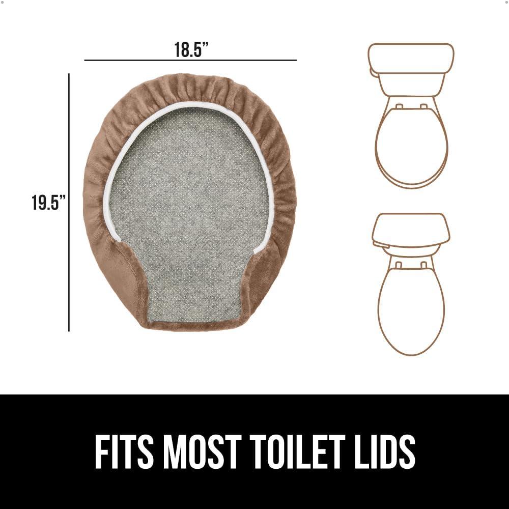 imageGORILLA GRIP Thick Memory Foam Bathroom Toilet Lid Seat Cover Soft Velvet Topside Machine Wash Plush Cushioned Covers Fits Most Size Lids Decorative Bath Room Accessories 195x185 GreyTaupe