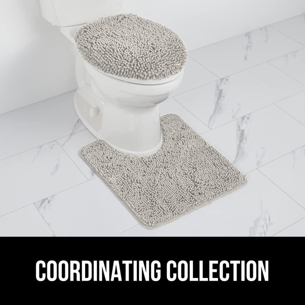 imageGORILLA GRIP Thick Memory Foam Bathroom Toilet Lid Seat Cover Soft Velvet Topside Machine Wash Plush Cushioned Covers Fits Most Size Lids Decorative Bath Room Accessories 195x185 GreyLight Gray
