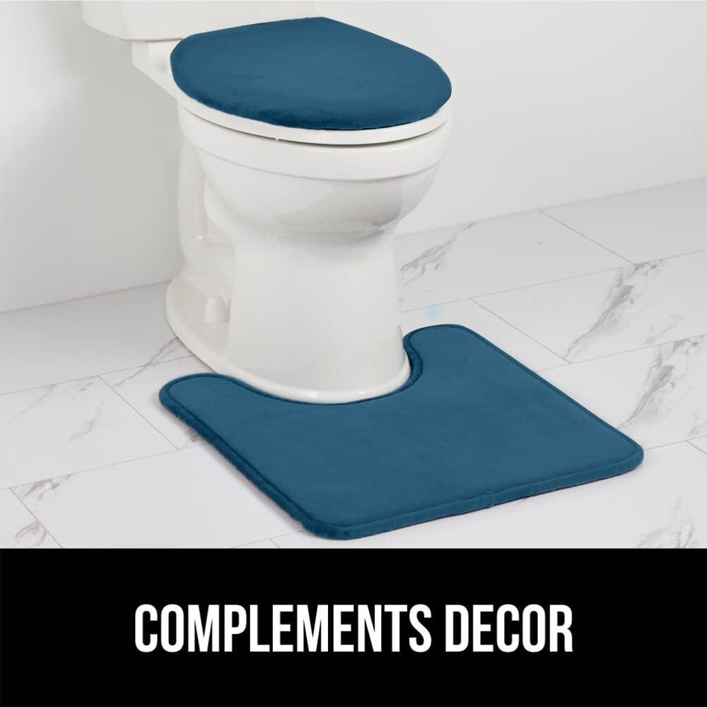 imageGORILLA GRIP Thick Memory Foam Bathroom Toilet Lid Seat Cover Soft Velvet Topside Machine Wash Plush Cushioned Covers Fits Most Size Lids Decorative Bath Room Accessories 195x185 GreyBlue