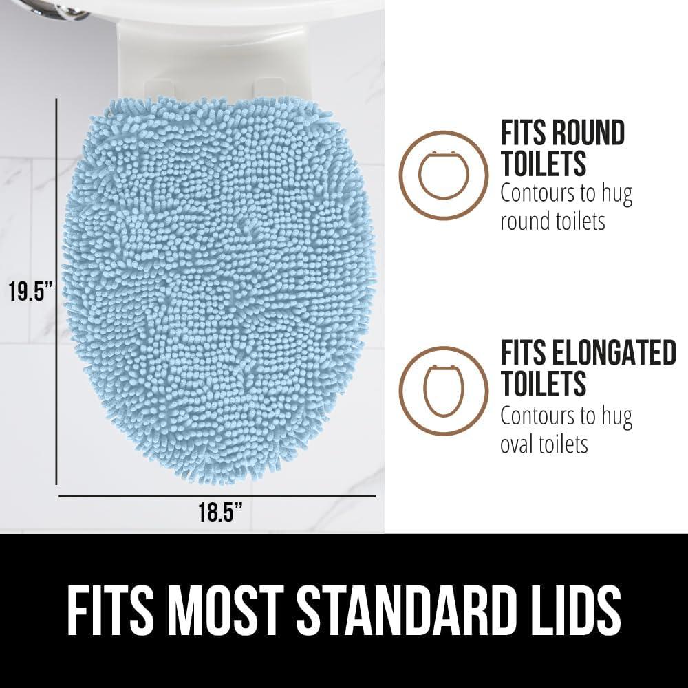 imageGORILLA GRIP Thick Memory Foam Bathroom Toilet Lid Seat Cover Soft Velvet Topside Machine Wash Plush Cushioned Covers Fits Most Size Lids Decorative Bath Room Accessories 195x185 GreyLight Blue