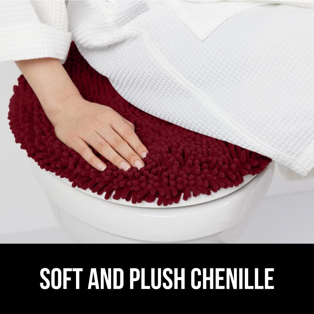imageGORILLA GRIP Thick Memory Foam Bathroom Toilet Lid Seat Cover Soft Velvet Topside Machine Wash Plush Cushioned Covers Fits Most Size Lids Decorative Bath Room Accessories 195x185 GreyBurgundy