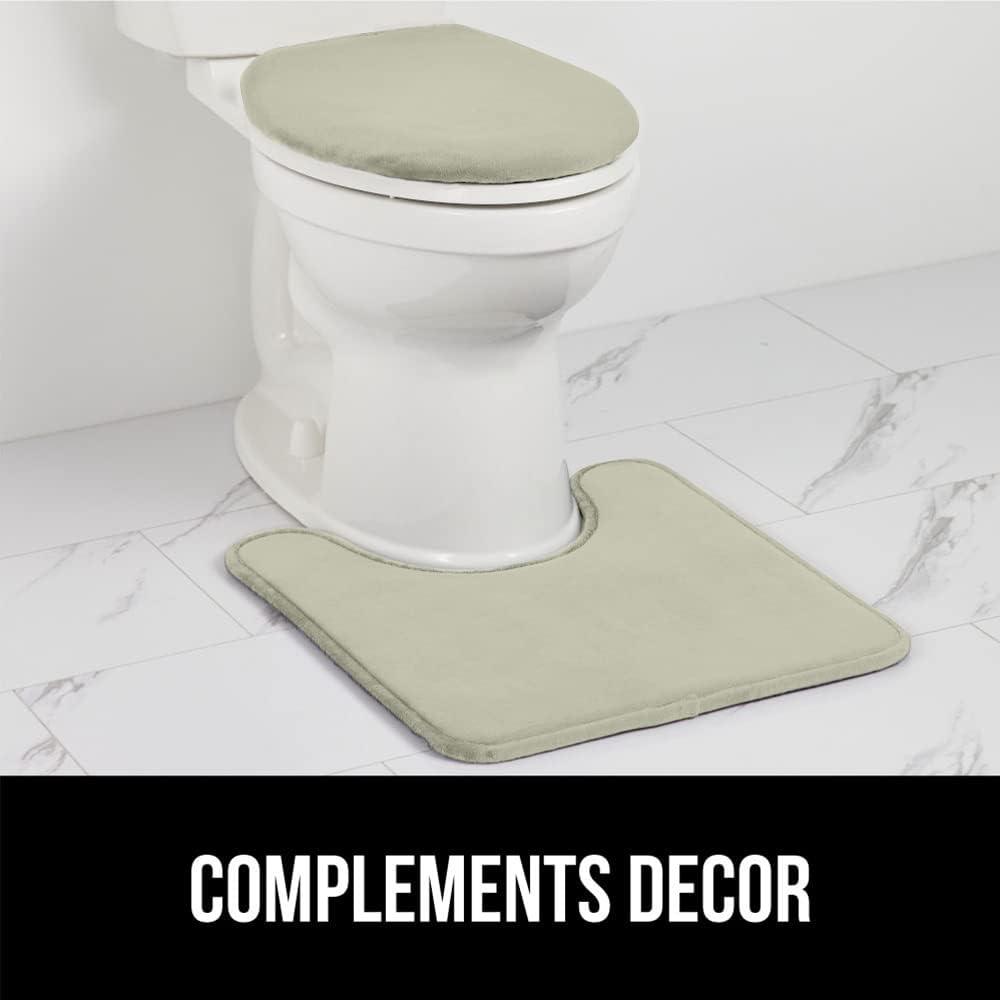 imageGORILLA GRIP Thick Memory Foam Bathroom Toilet Lid Seat Cover Soft Velvet Topside Machine Wash Plush Cushioned Covers Fits Most Size Lids Decorative Bath Room Accessories 195x185 GreySage