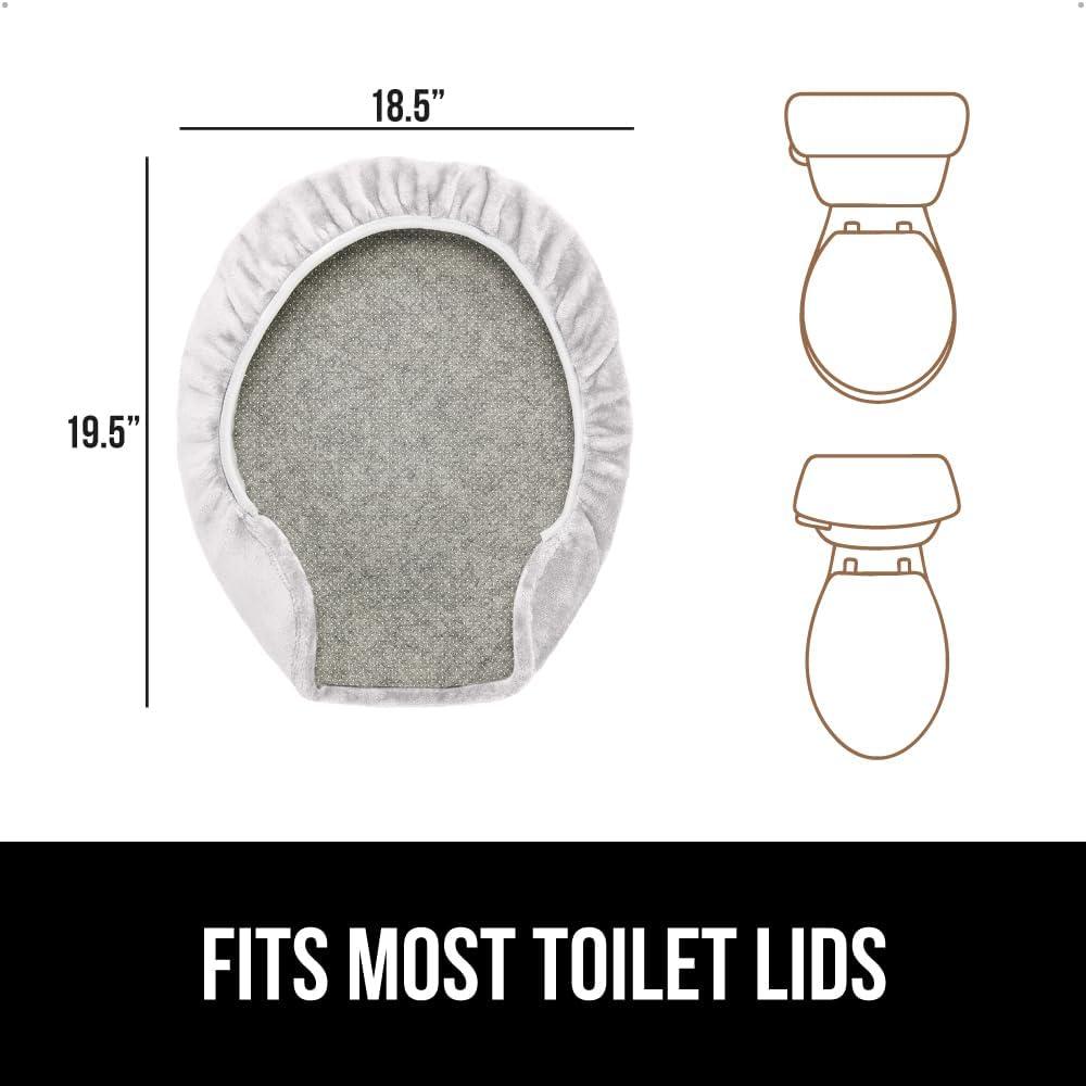 imageGORILLA GRIP Thick Memory Foam Bathroom Toilet Lid Seat Cover Soft Velvet Topside Machine Wash Plush Cushioned Covers Fits Most Size Lids Decorative Bath Room Accessories 195x185 GreyLight Gray