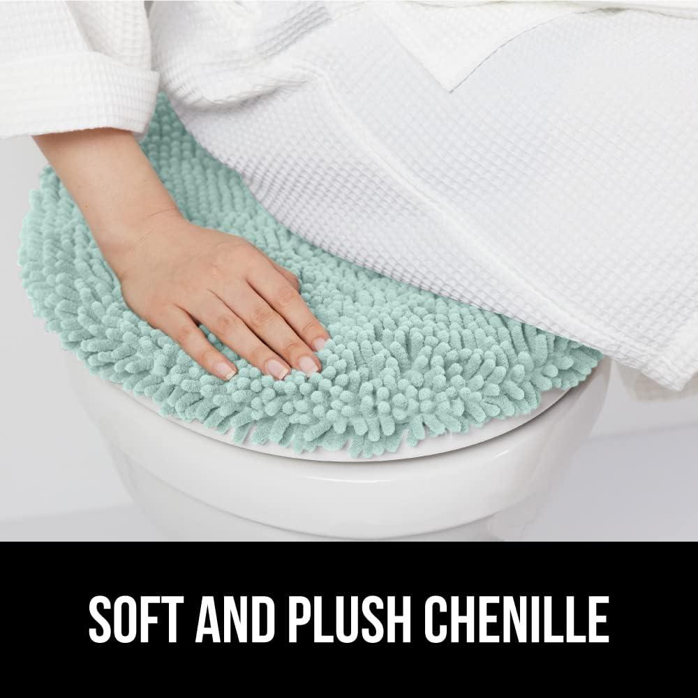 imageGORILLA GRIP Thick Memory Foam Bathroom Toilet Lid Seat Cover Soft Velvet Topside Machine Wash Plush Cushioned Covers Fits Most Size Lids Decorative Bath Room Accessories 195x185 GreySea Blue