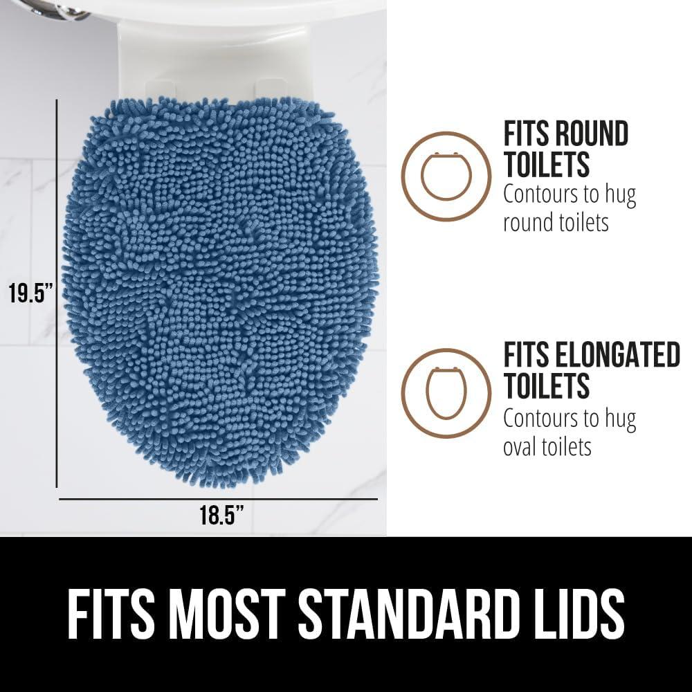 imageGORILLA GRIP Thick Memory Foam Bathroom Toilet Lid Seat Cover Soft Velvet Topside Machine Wash Plush Cushioned Covers Fits Most Size Lids Decorative Bath Room Accessories 195x185 GreyBlue