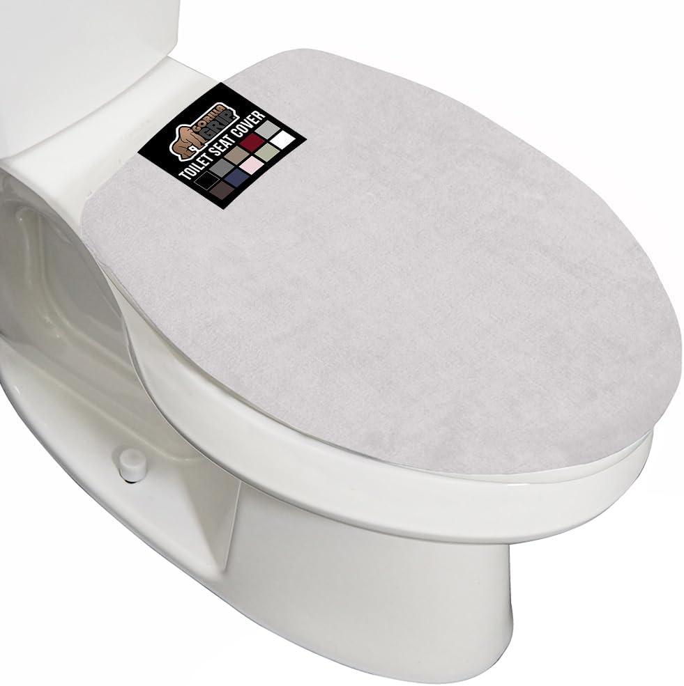 imageGORILLA GRIP Thick Memory Foam Bathroom Toilet Lid Seat Cover Soft Velvet Topside Machine Wash Plush Cushioned Covers Fits Most Size Lids Decorative Bath Room Accessories 195x185 GreyLight Gray
