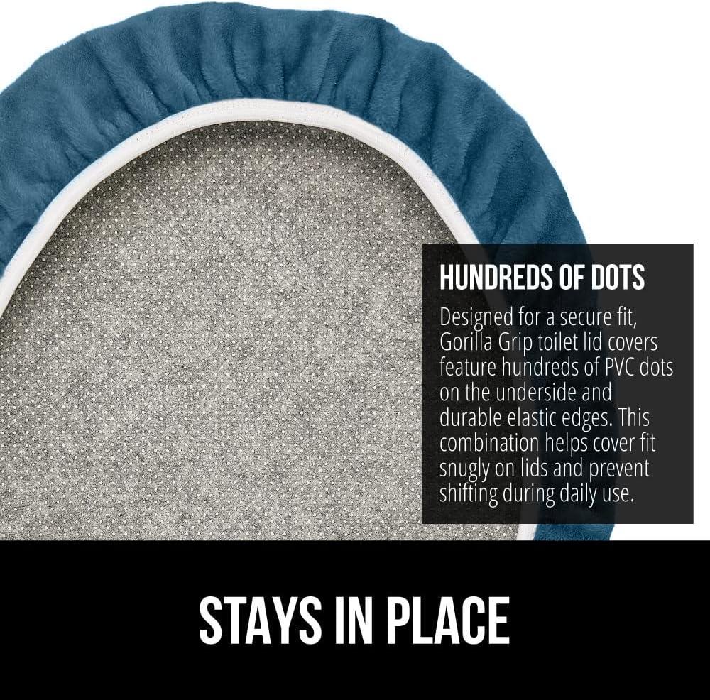 imageGORILLA GRIP Thick Memory Foam Bathroom Toilet Lid Seat Cover Soft Velvet Topside Machine Wash Plush Cushioned Covers Fits Most Size Lids Decorative Bath Room Accessories 195x185 GreyBlue