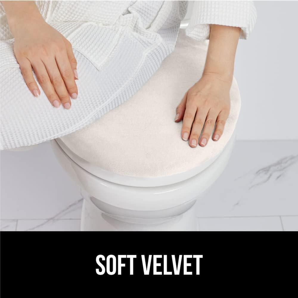 imageGORILLA GRIP Thick Memory Foam Bathroom Toilet Lid Seat Cover Soft Velvet Topside Machine Wash Plush Cushioned Covers Fits Most Size Lids Decorative Bath Room Accessories 195x185 GreyIvory