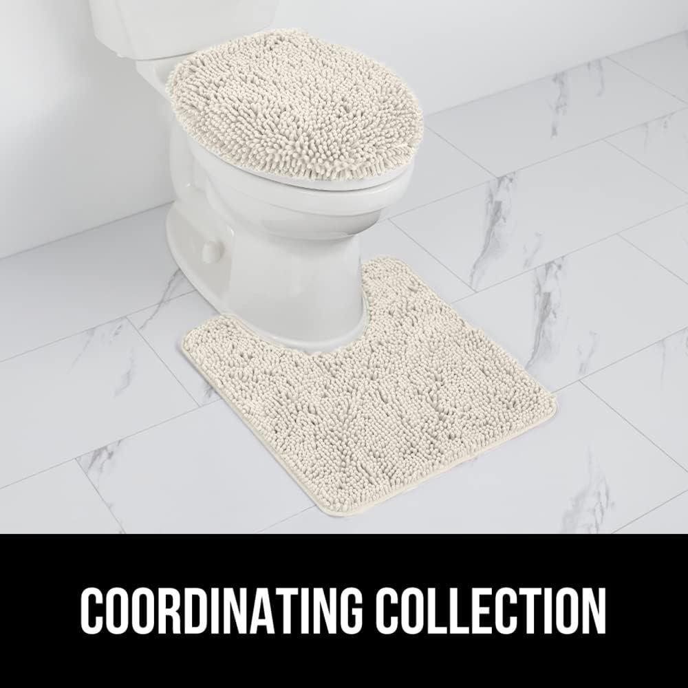 imageGORILLA GRIP Thick Memory Foam Bathroom Toilet Lid Seat Cover Soft Velvet Topside Machine Wash Plush Cushioned Covers Fits Most Size Lids Decorative Bath Room Accessories 195x185 GreyIvory