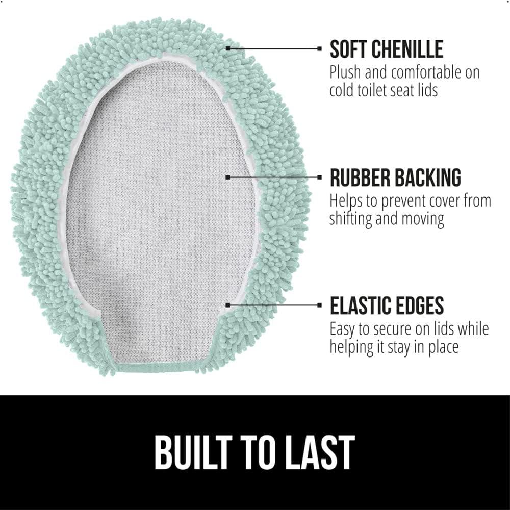 imageGORILLA GRIP Thick Memory Foam Bathroom Toilet Lid Seat Cover Soft Velvet Topside Machine Wash Plush Cushioned Covers Fits Most Size Lids Decorative Bath Room Accessories 195x185 GreySea Blue