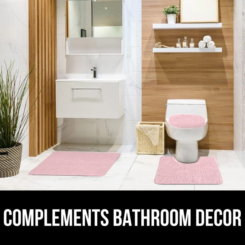 imageGORILLA GRIP Thick Memory Foam Bathroom Toilet Lid Seat Cover Soft Velvet Topside Machine Wash Plush Cushioned Covers Fits Most Size Lids Decorative Bath Room Accessories 195x185 GreyLight Pink