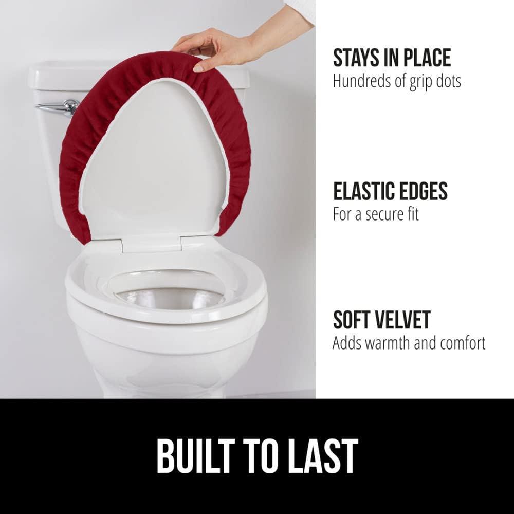 imageGORILLA GRIP Thick Memory Foam Bathroom Toilet Lid Seat Cover Soft Velvet Topside Machine Wash Plush Cushioned Covers Fits Most Size Lids Decorative Bath Room Accessories 195x185 GreyBurgundy