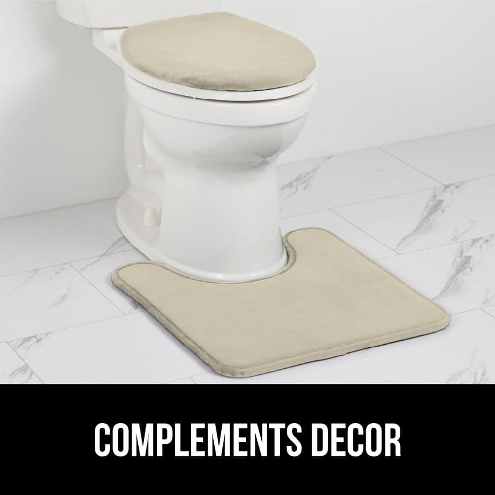 imageGORILLA GRIP Thick Memory Foam Bathroom Toilet Lid Seat Cover Soft Velvet Topside Machine Wash Plush Cushioned Covers Fits Most Size Lids Decorative Bath Room Accessories 195x185 GreyChampagne