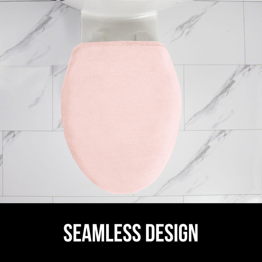 imageGORILLA GRIP Thick Memory Foam Bathroom Toilet Lid Seat Cover Soft Velvet Topside Machine Wash Plush Cushioned Covers Fits Most Size Lids Decorative Bath Room Accessories 195x185 GreyLight Pink
