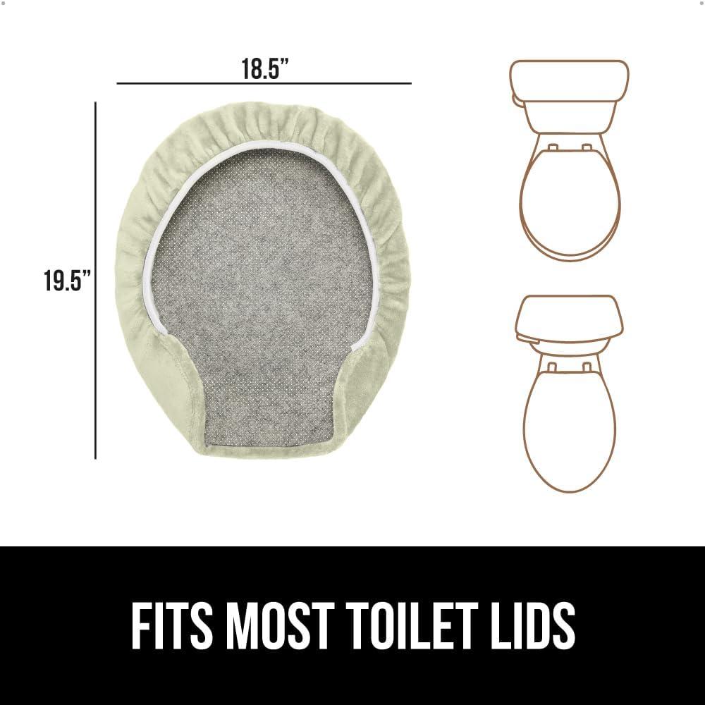 imageGORILLA GRIP Thick Memory Foam Bathroom Toilet Lid Seat Cover Soft Velvet Topside Machine Wash Plush Cushioned Covers Fits Most Size Lids Decorative Bath Room Accessories 195x185 GreySage