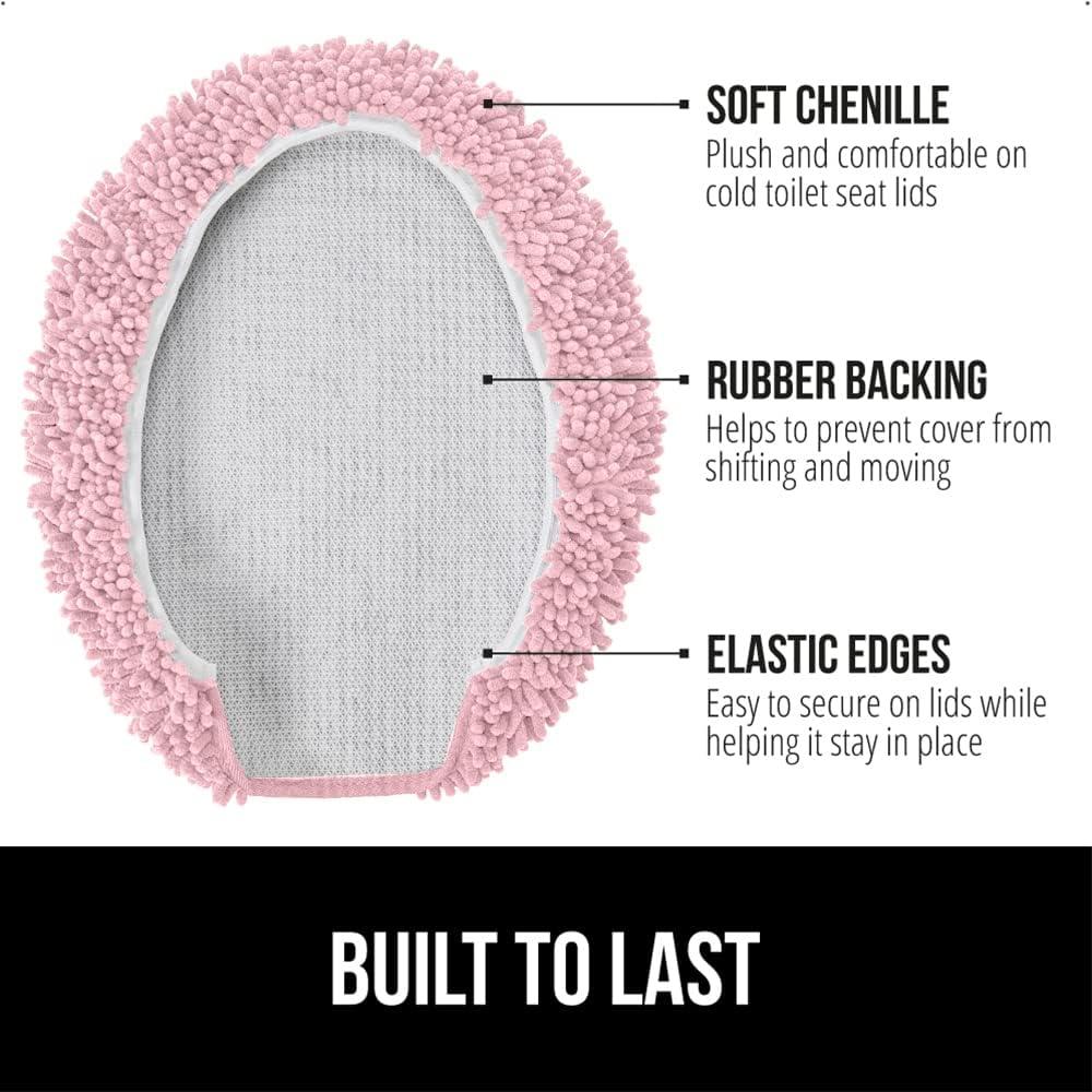 imageGORILLA GRIP Thick Memory Foam Bathroom Toilet Lid Seat Cover Soft Velvet Topside Machine Wash Plush Cushioned Covers Fits Most Size Lids Decorative Bath Room Accessories 195x185 GreyLight Pink