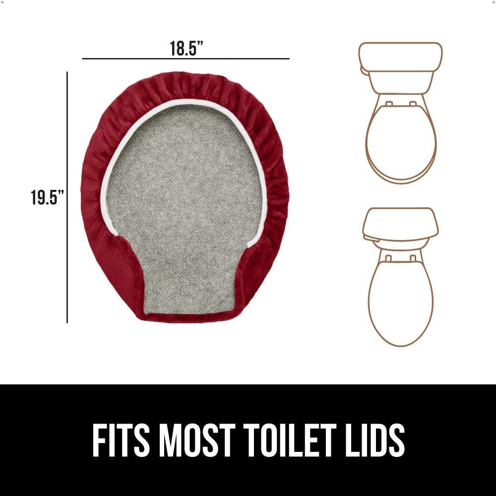 imageGORILLA GRIP Thick Memory Foam Bathroom Toilet Lid Seat Cover Soft Velvet Topside Machine Wash Plush Cushioned Covers Fits Most Size Lids Decorative Bath Room Accessories 195x185 GreyBurgundy