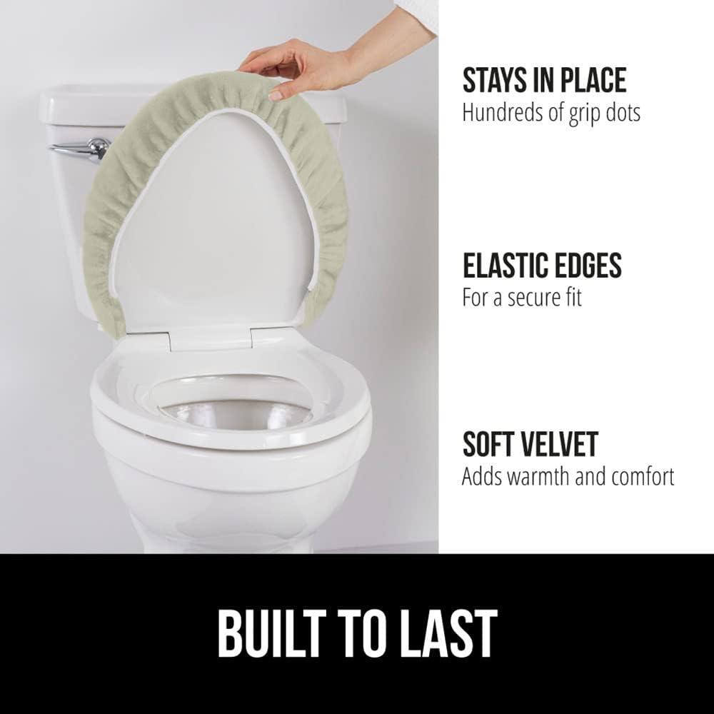 imageGORILLA GRIP Thick Memory Foam Bathroom Toilet Lid Seat Cover Soft Velvet Topside Machine Wash Plush Cushioned Covers Fits Most Size Lids Decorative Bath Room Accessories 195x185 GreySage