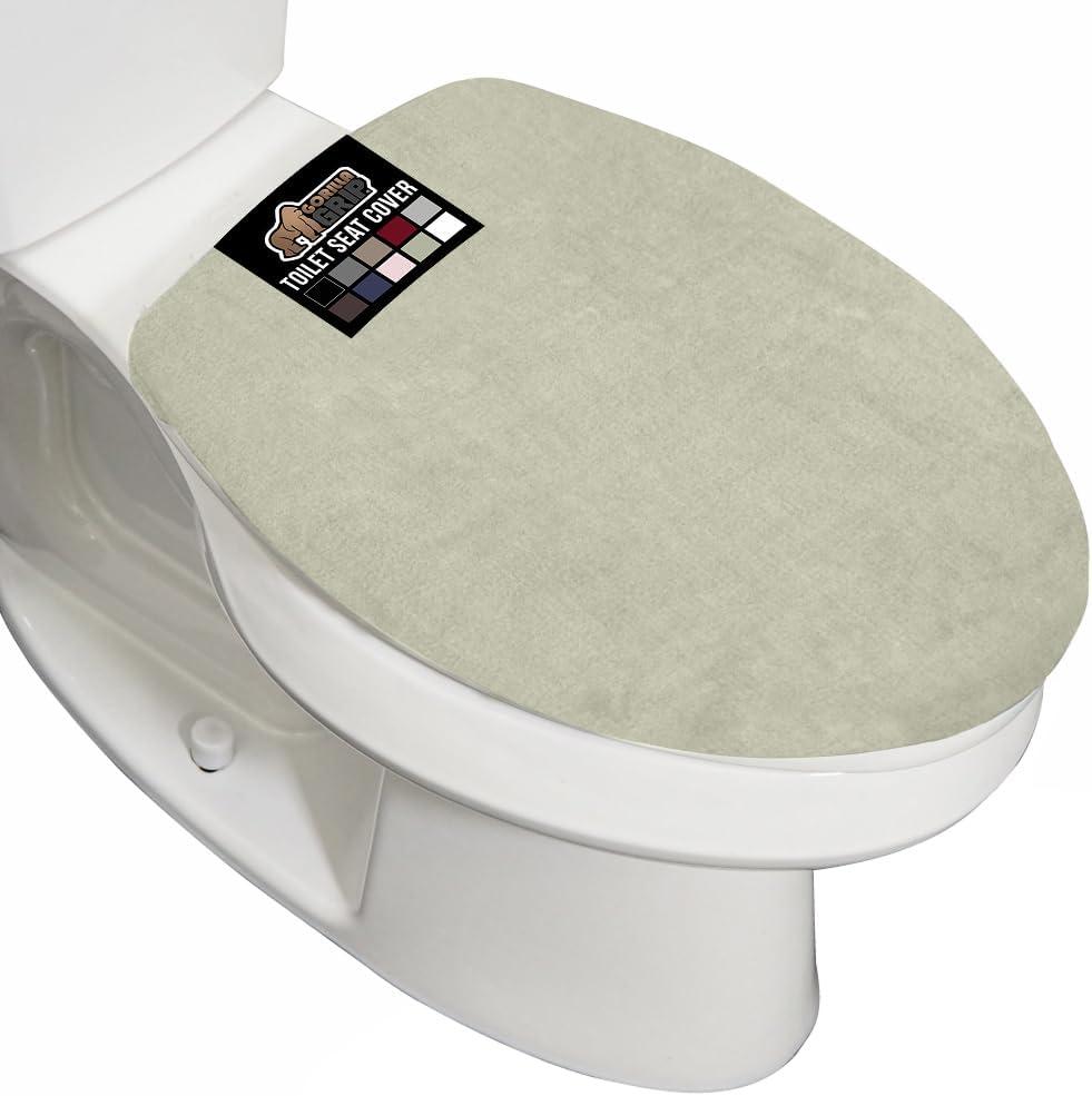 imageGORILLA GRIP Thick Memory Foam Bathroom Toilet Lid Seat Cover Soft Velvet Topside Machine Wash Plush Cushioned Covers Fits Most Size Lids Decorative Bath Room Accessories 195x185 GreySage