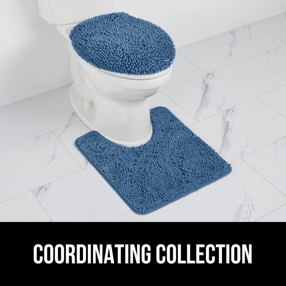 imageGORILLA GRIP Thick Memory Foam Bathroom Toilet Lid Seat Cover Soft Velvet Topside Machine Wash Plush Cushioned Covers Fits Most Size Lids Decorative Bath Room Accessories 195x185 GreyBlue