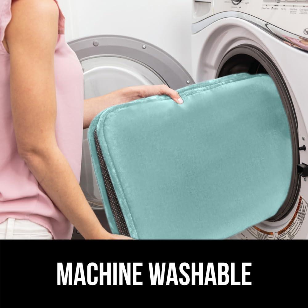imageGORILLA GRIP Thick Memory Foam Bathroom Toilet Lid Seat Cover Soft Velvet Topside Machine Wash Plush Cushioned Covers Fits Most Size Lids Decorative Bath Room Accessories 195x185 GreySea Blue