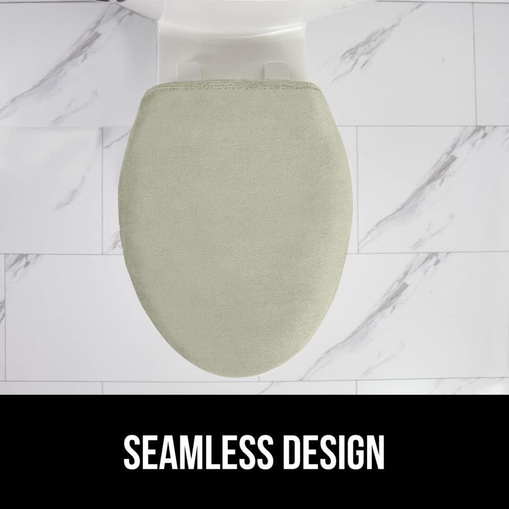 imageGORILLA GRIP Thick Memory Foam Bathroom Toilet Lid Seat Cover Soft Velvet Topside Machine Wash Plush Cushioned Covers Fits Most Size Lids Decorative Bath Room Accessories 195x185 GreySage