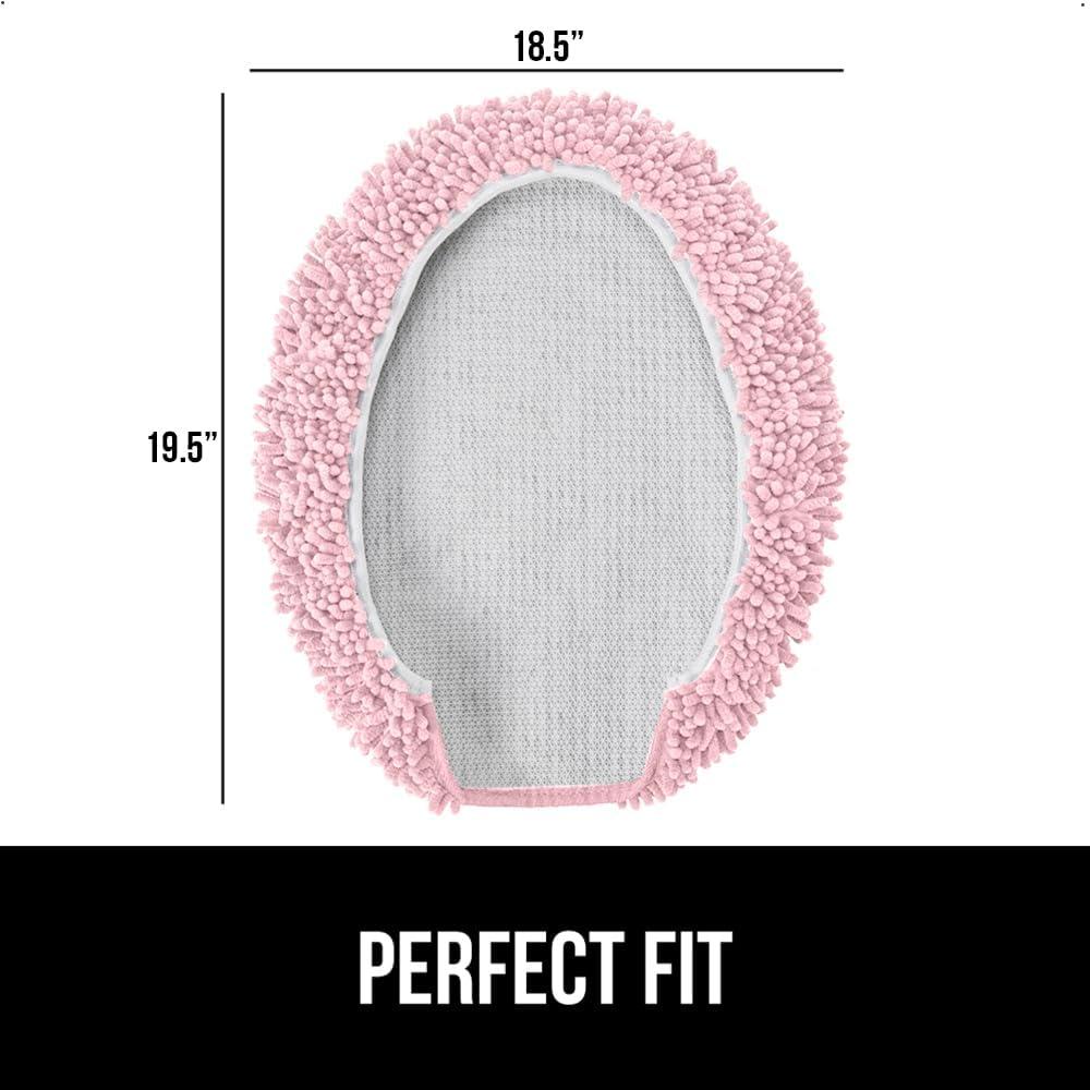 imageGORILLA GRIP Thick Memory Foam Bathroom Toilet Lid Seat Cover Soft Velvet Topside Machine Wash Plush Cushioned Covers Fits Most Size Lids Decorative Bath Room Accessories 195x185 GreyLight Pink