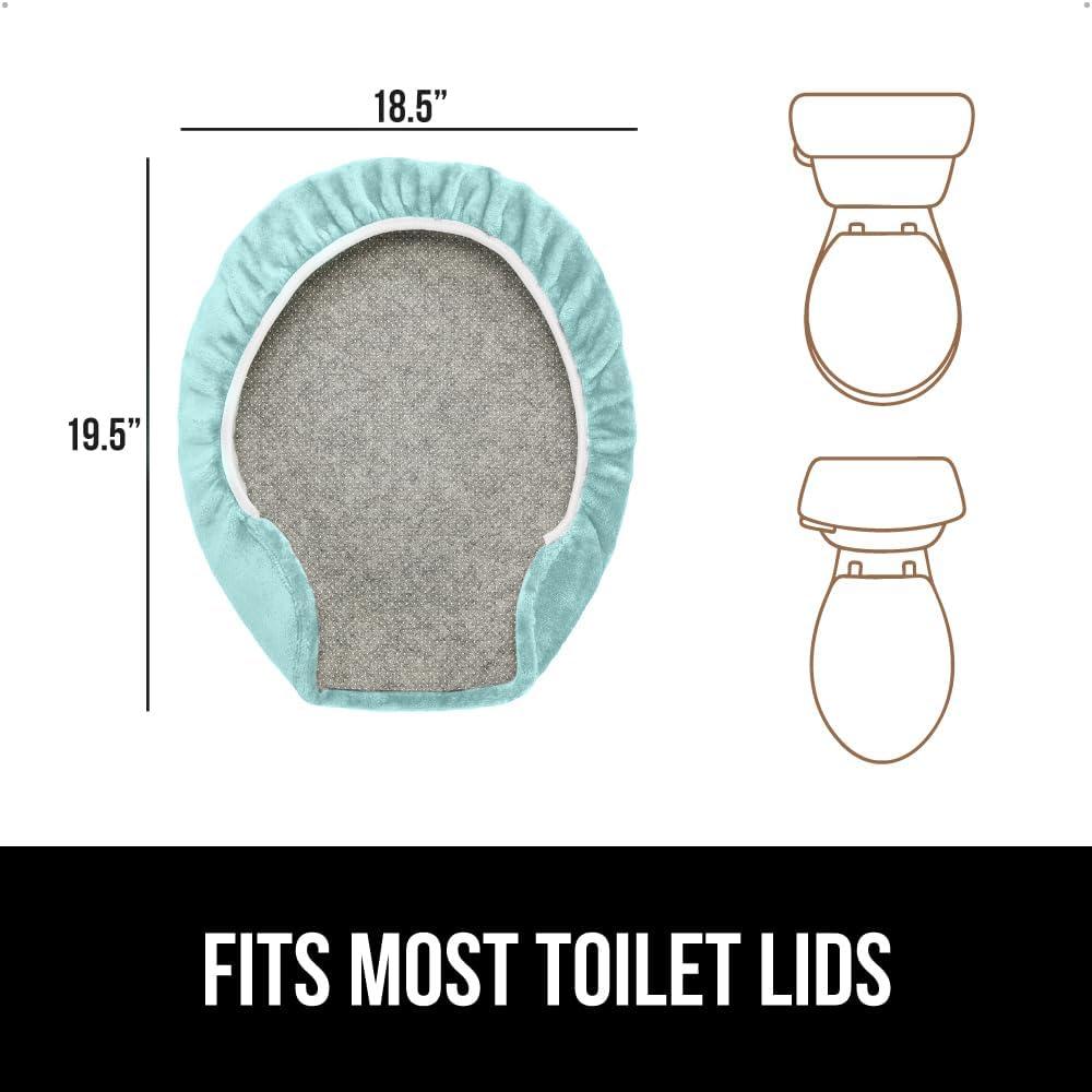 imageGORILLA GRIP Thick Memory Foam Bathroom Toilet Lid Seat Cover Soft Velvet Topside Machine Wash Plush Cushioned Covers Fits Most Size Lids Decorative Bath Room Accessories 195x185 GreySea Blue